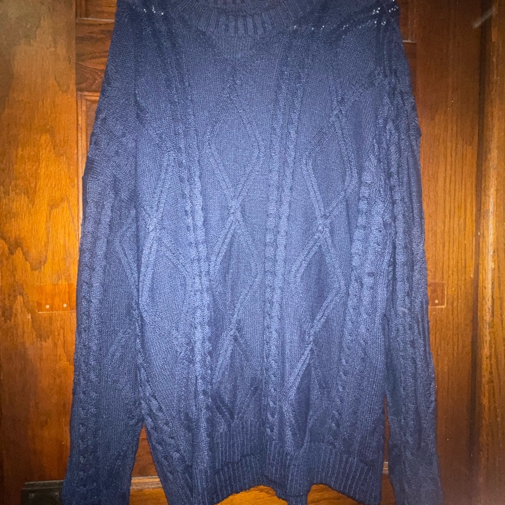 SHEIN Navy Cable Knit Sweater